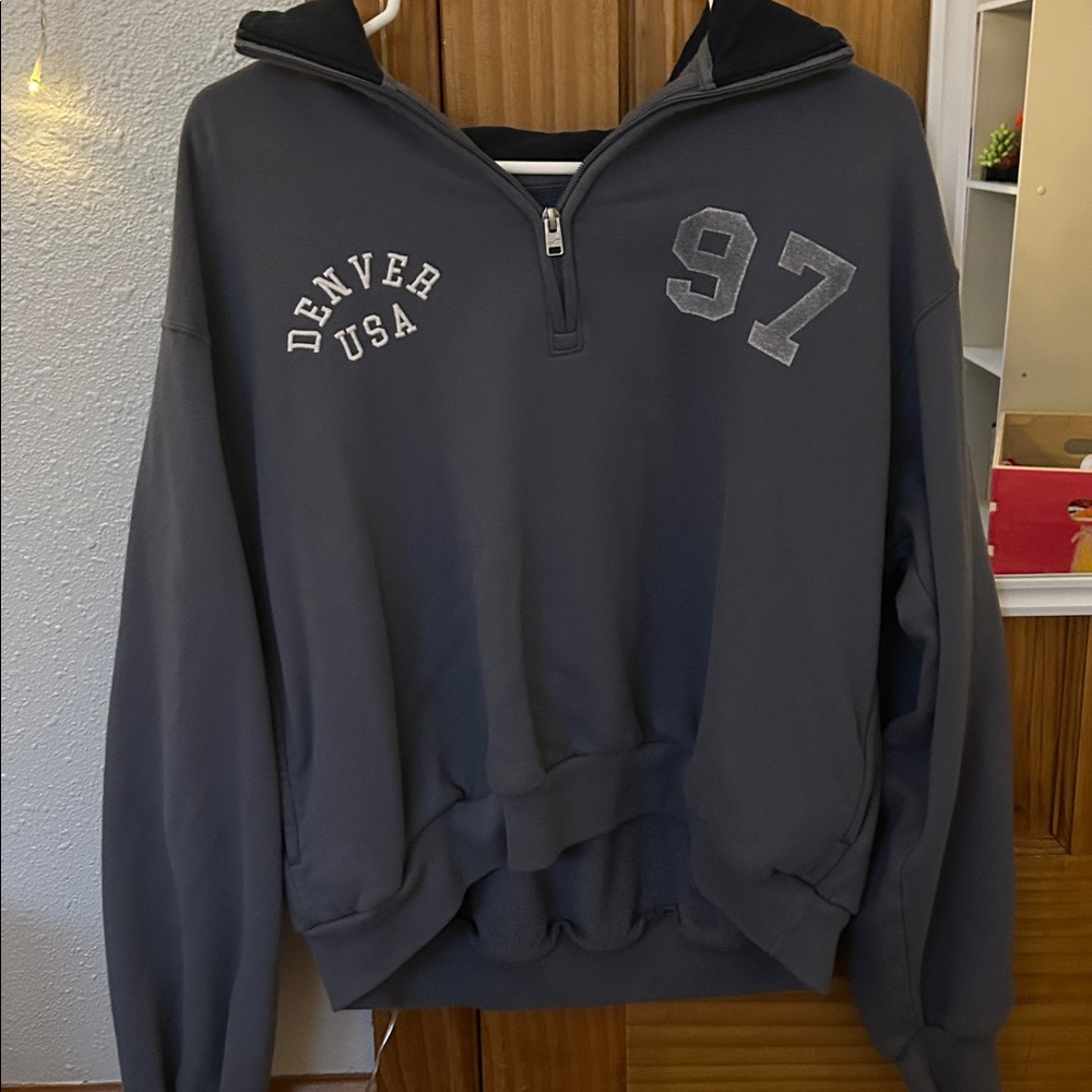 Hollister Dark Navy Zip-Up Sweater